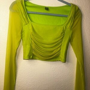 Lime green long sleeve crop top